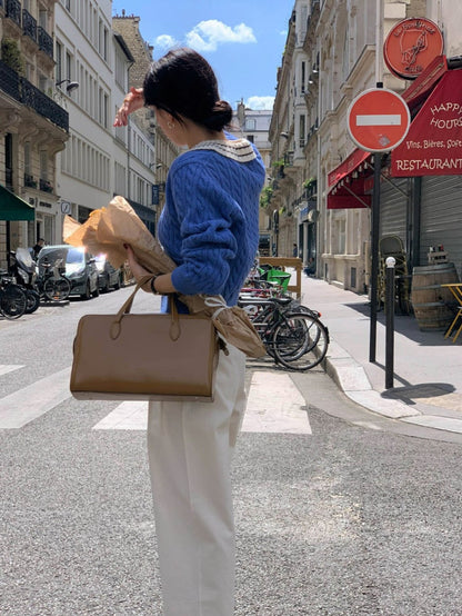 リブ編みポロセーター