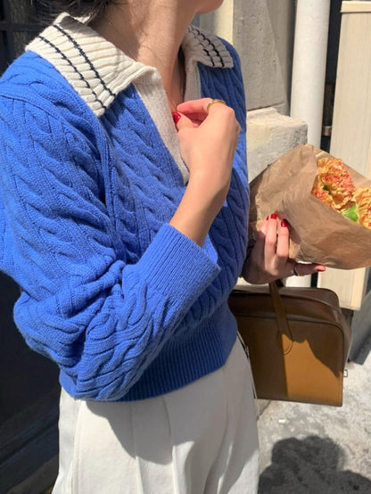 リブ編みポロセーター