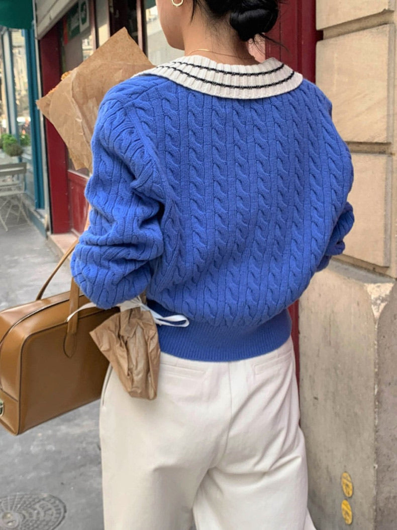 リブ編みポロセーター