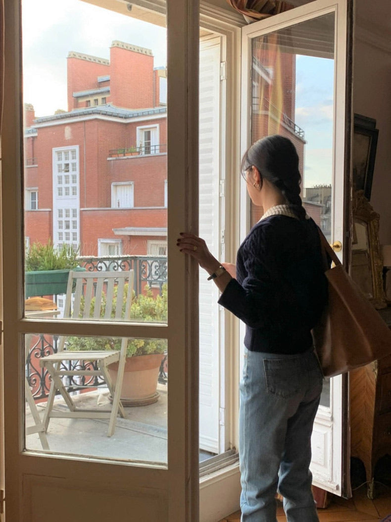 リブ編みポロセーター