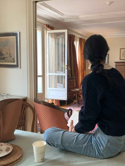 リブ編みポロセーター