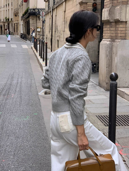 リブ編みポロセーター