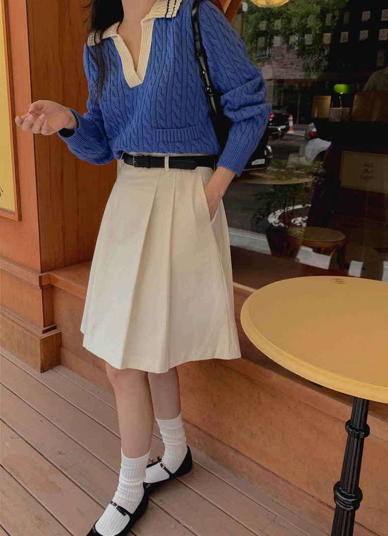 リブ編みポロセーター