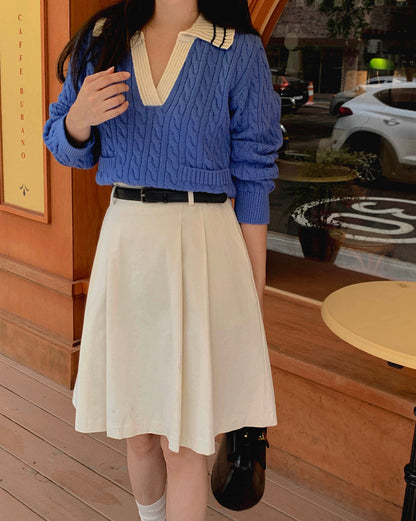 リブ編みポロセーター