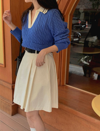 リブ編みポロセーター