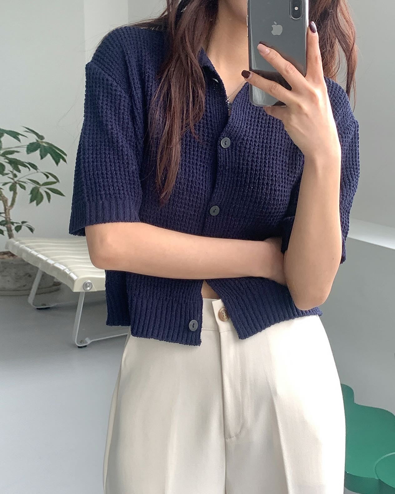 翻領針織開樓top