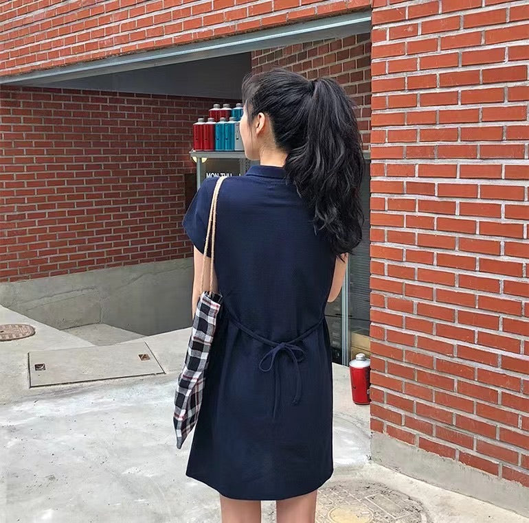Navy blue polo mini dress