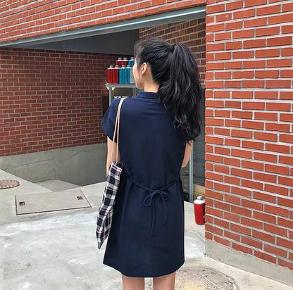 Navy blue polo mini dress