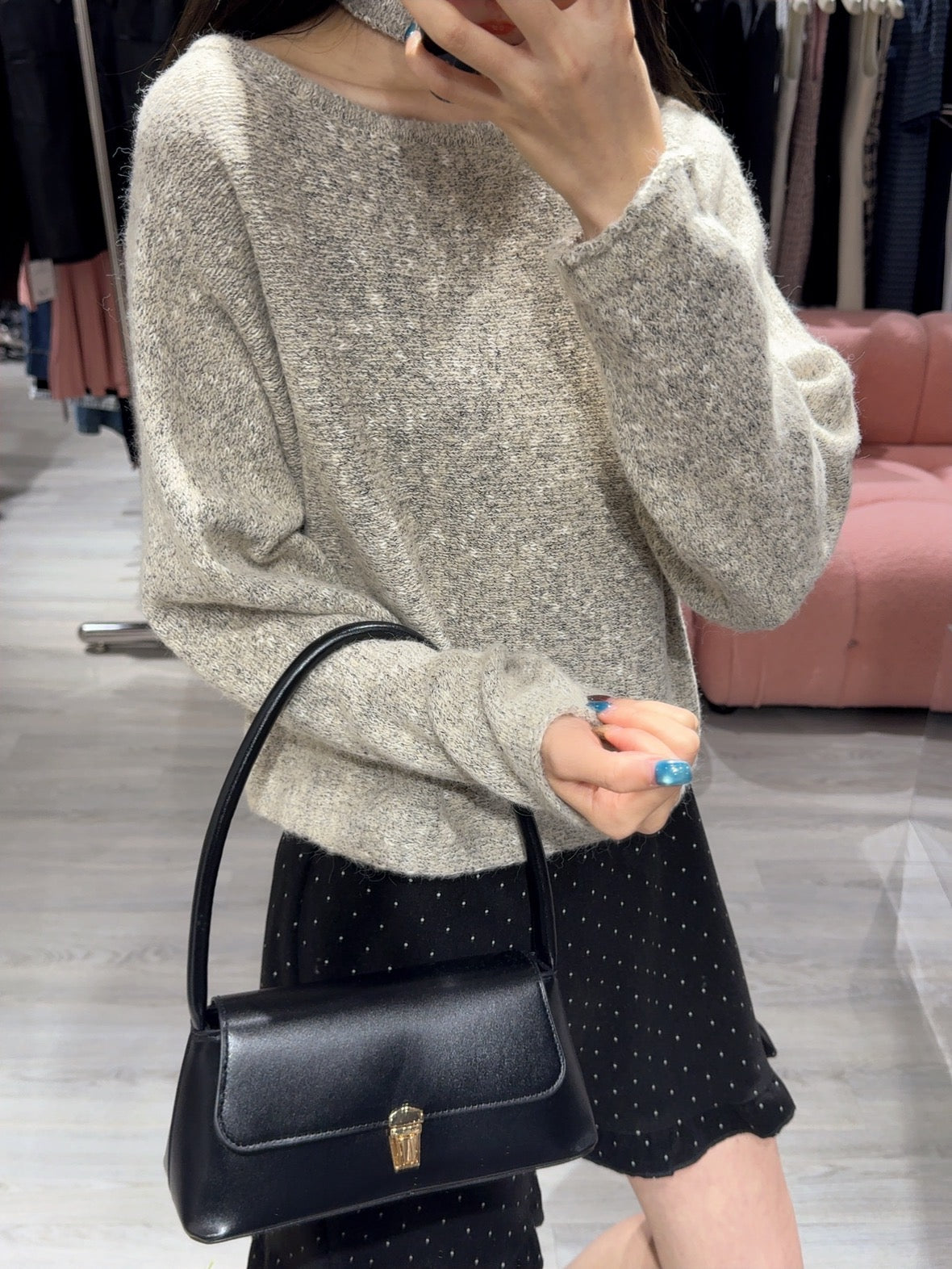 氣質斜領掛脖韓系上衣