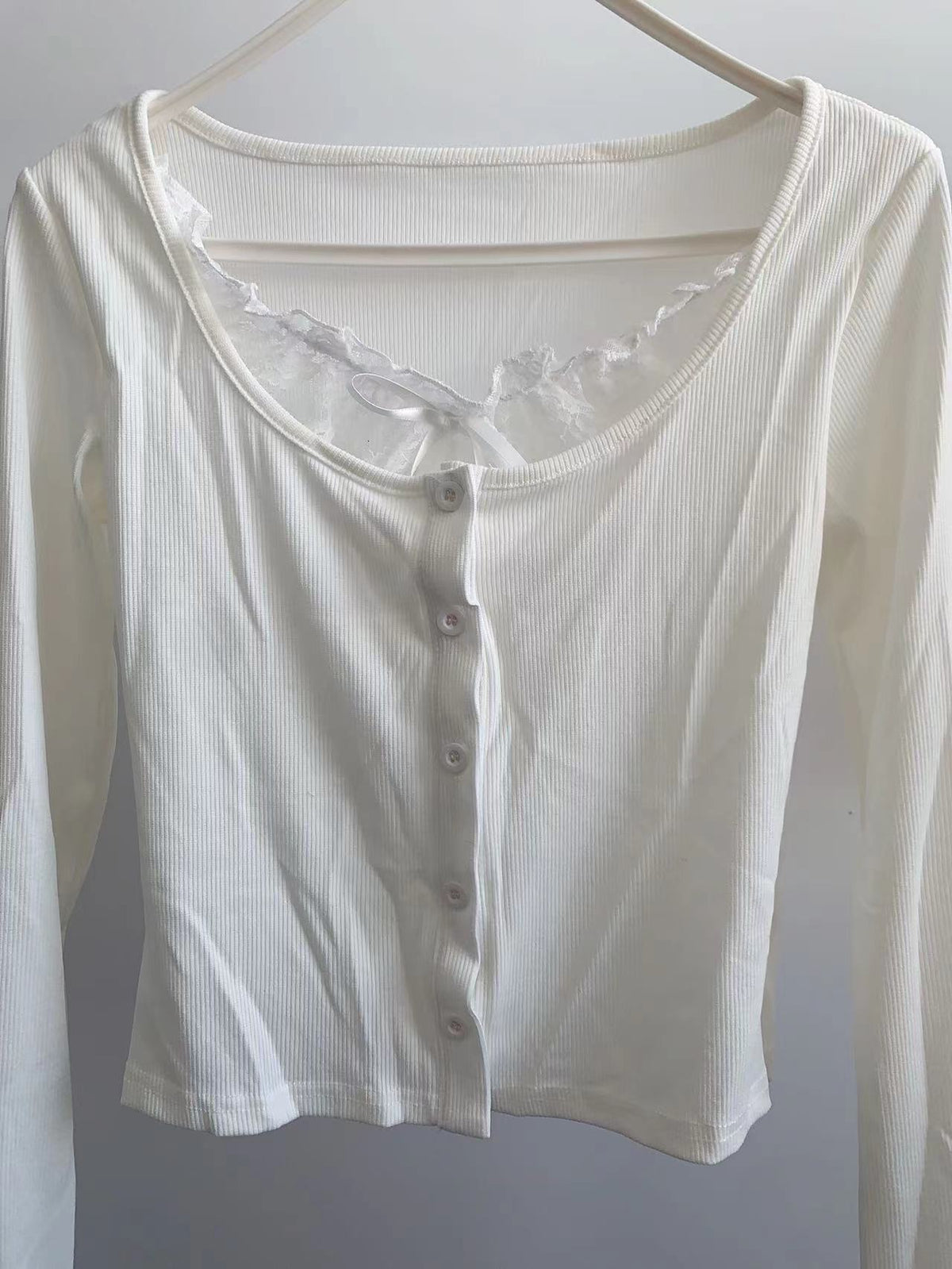 Korean-style Sweet Lace Color-block Bowknot Top