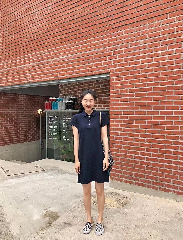 Navy blue polo mini dress