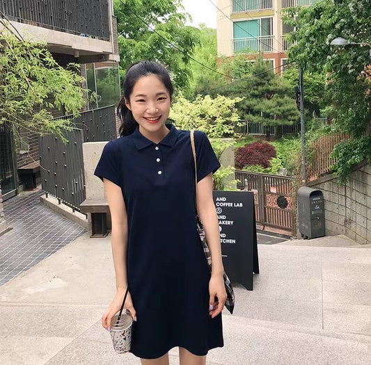Navy blue polo mini dress