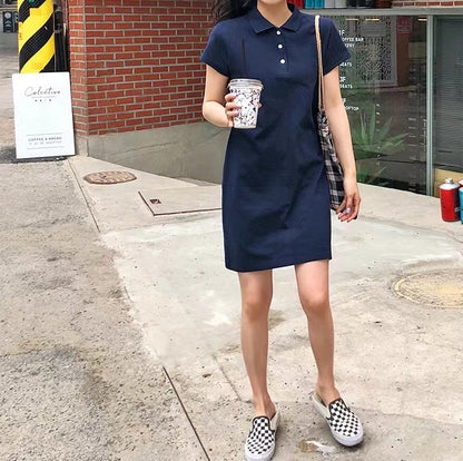 Navy blue polo mini dress