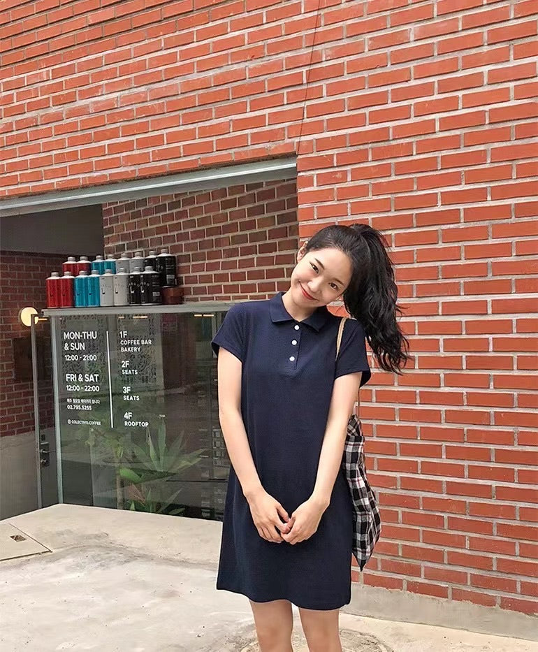 Navy blue polo mini dress