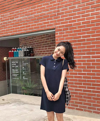 Navy blue polo mini dress