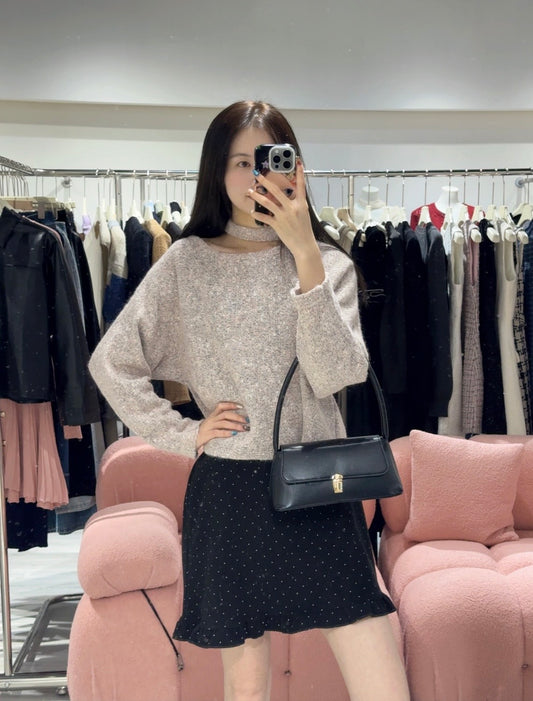 Elegant Asymmetric Neck Halter Korean Top