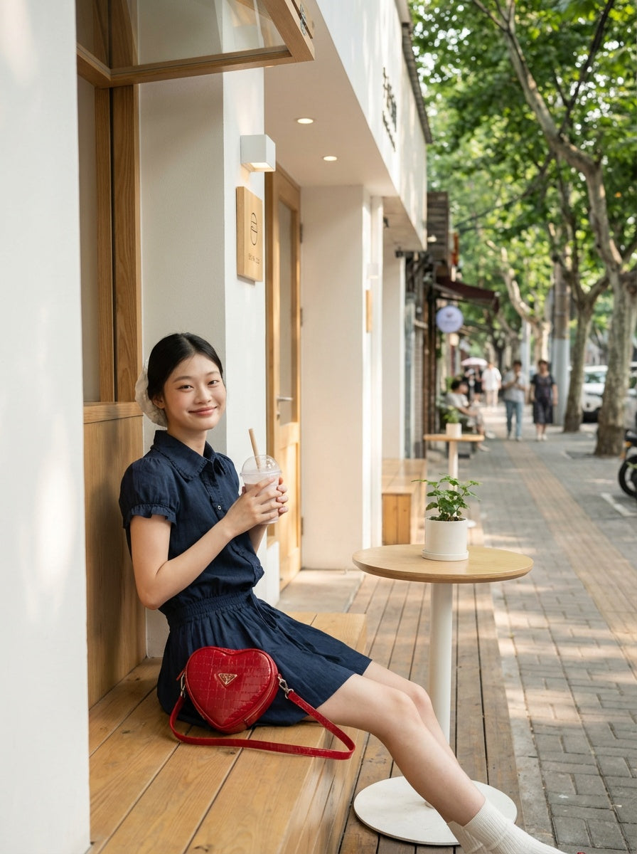 シンプルエレガント半袖ワンピース