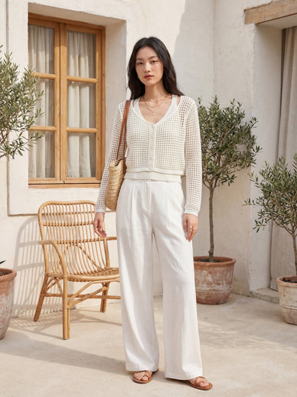 法式鏤空針織兩件套