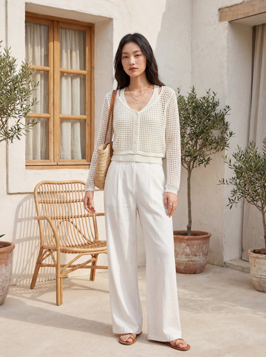 法式鏤空針織兩件套