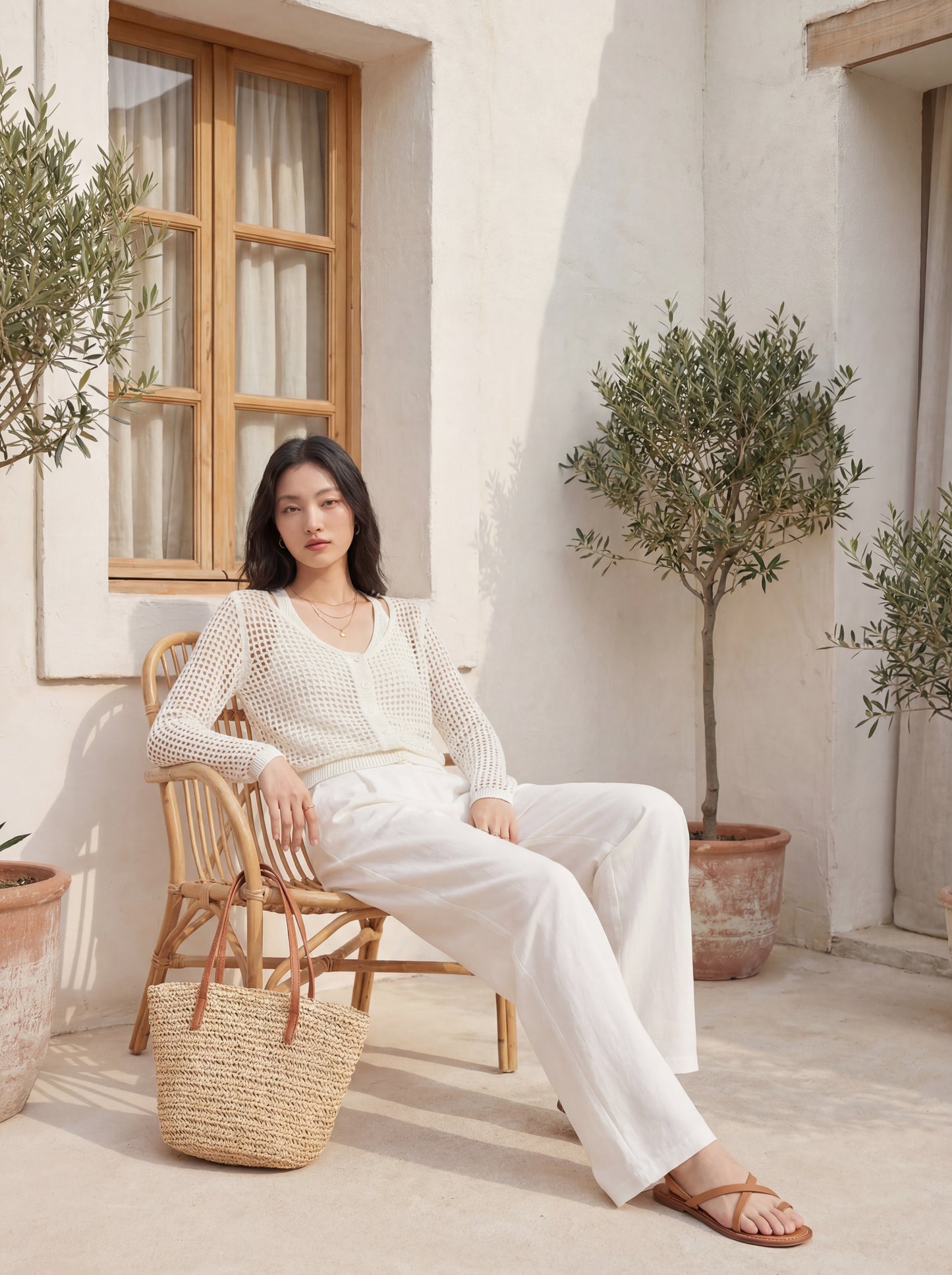 法式鏤空針織兩件套