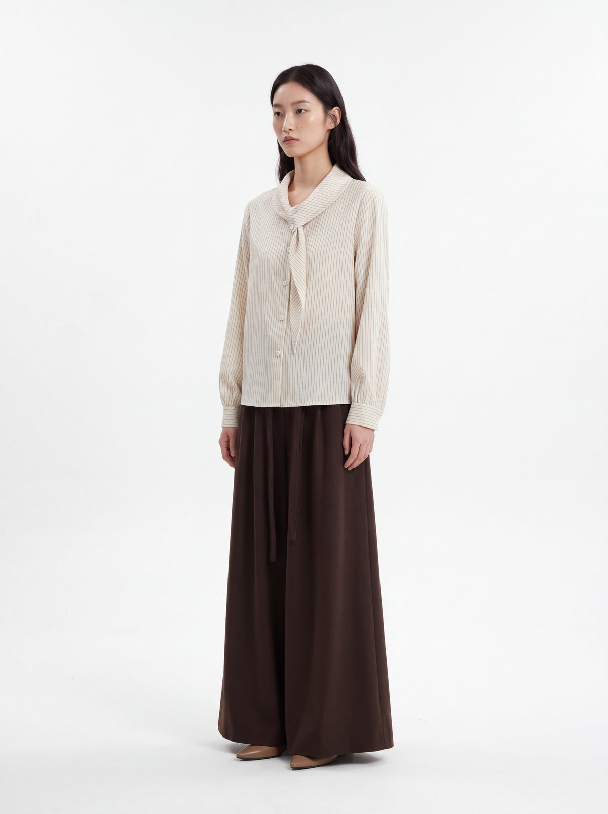 French Design Elegant Vertical Striped Shirt