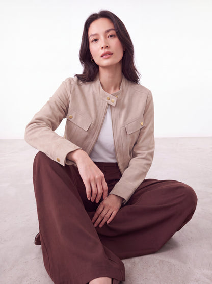 Suede Cargo Motorcycle Jacket