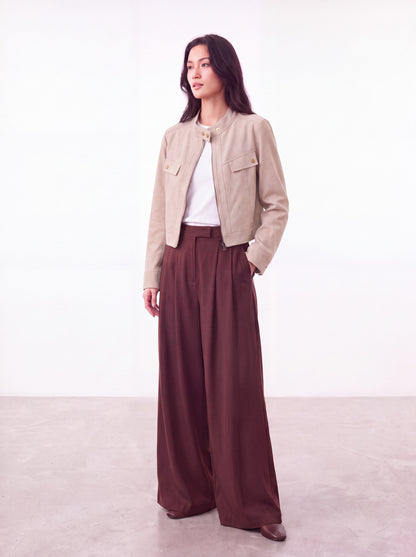 Suede Cargo Motorcycle Jacket
