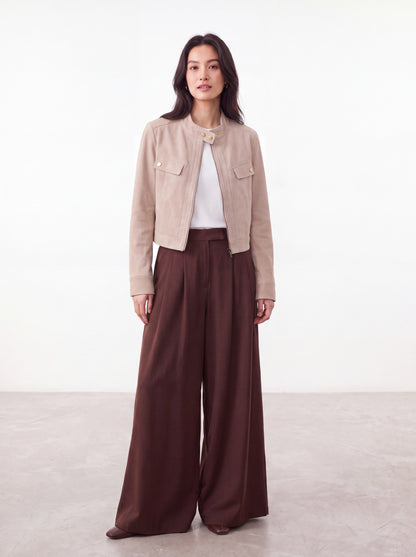Suede Cargo Motorcycle Jacket