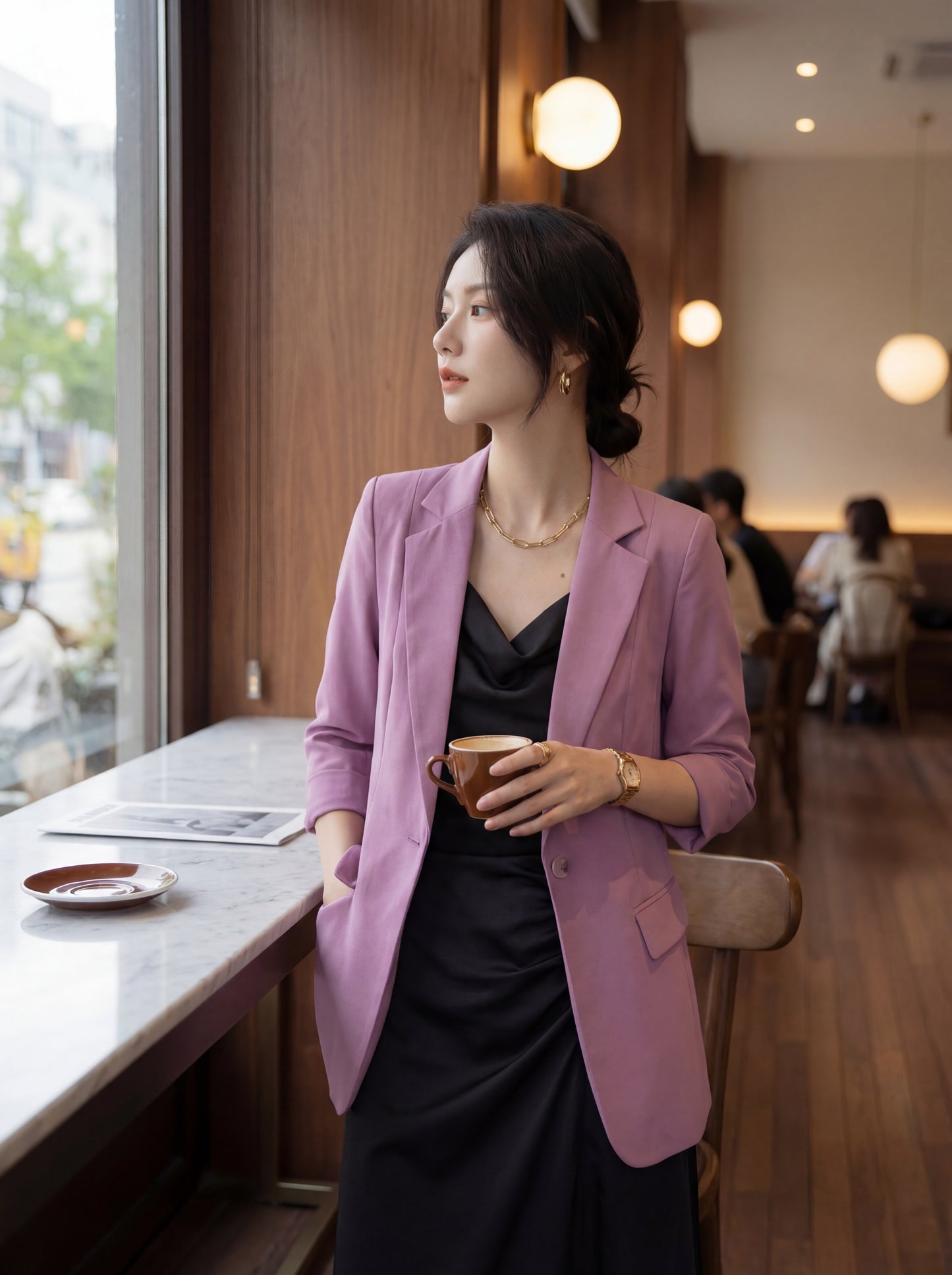 韓国風スリムフィットブレザー