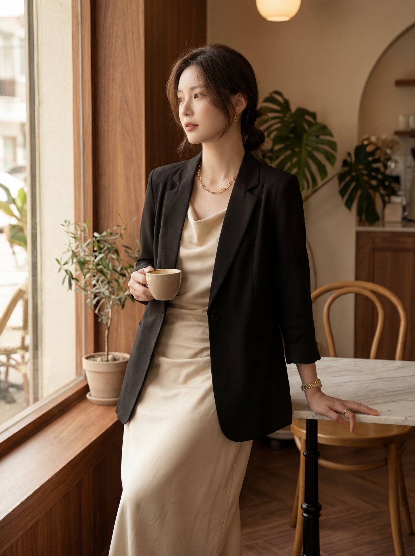 韓国風スリムフィットブレザー