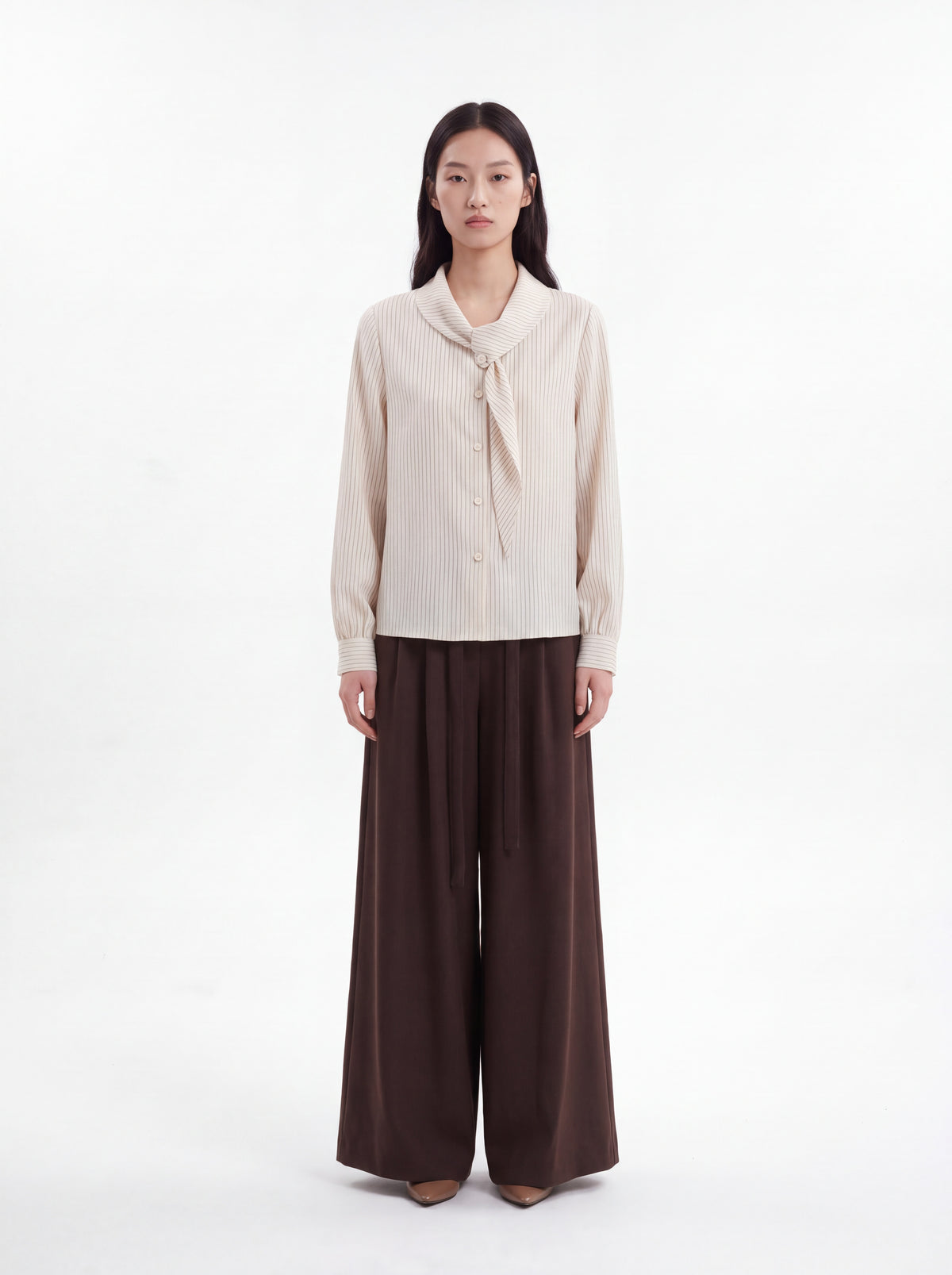 French Design Elegant Vertical Striped Shirt