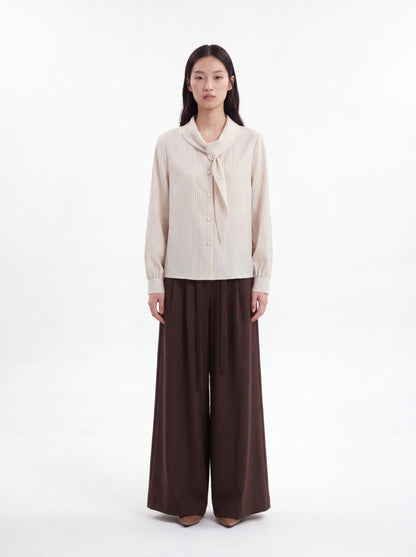 French Design Elegant Vertical Striped Shirt