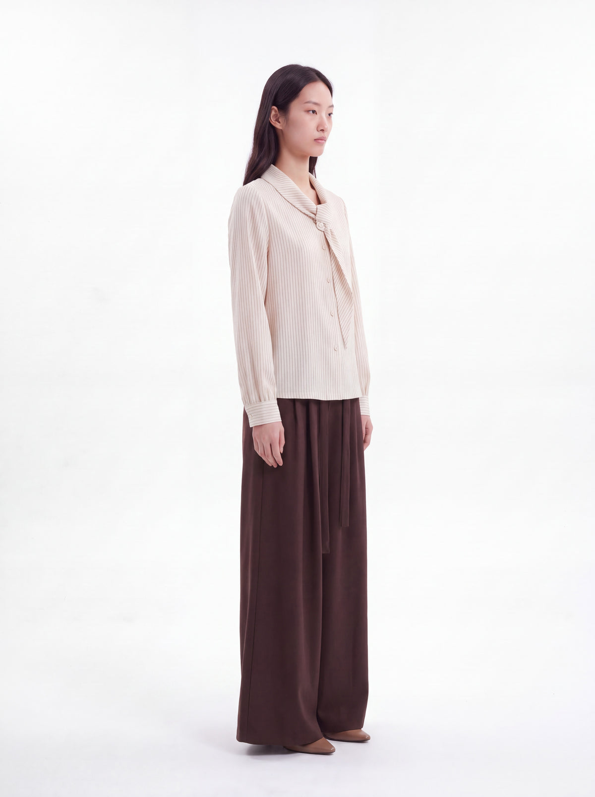 French Design Elegant Vertical Striped Shirt