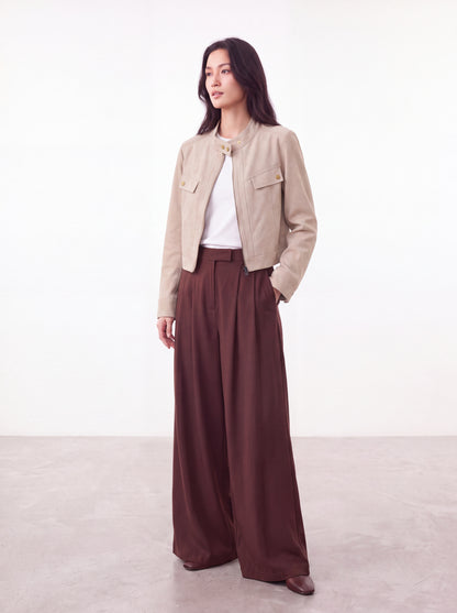 Suede Cargo Motorcycle Jacket
