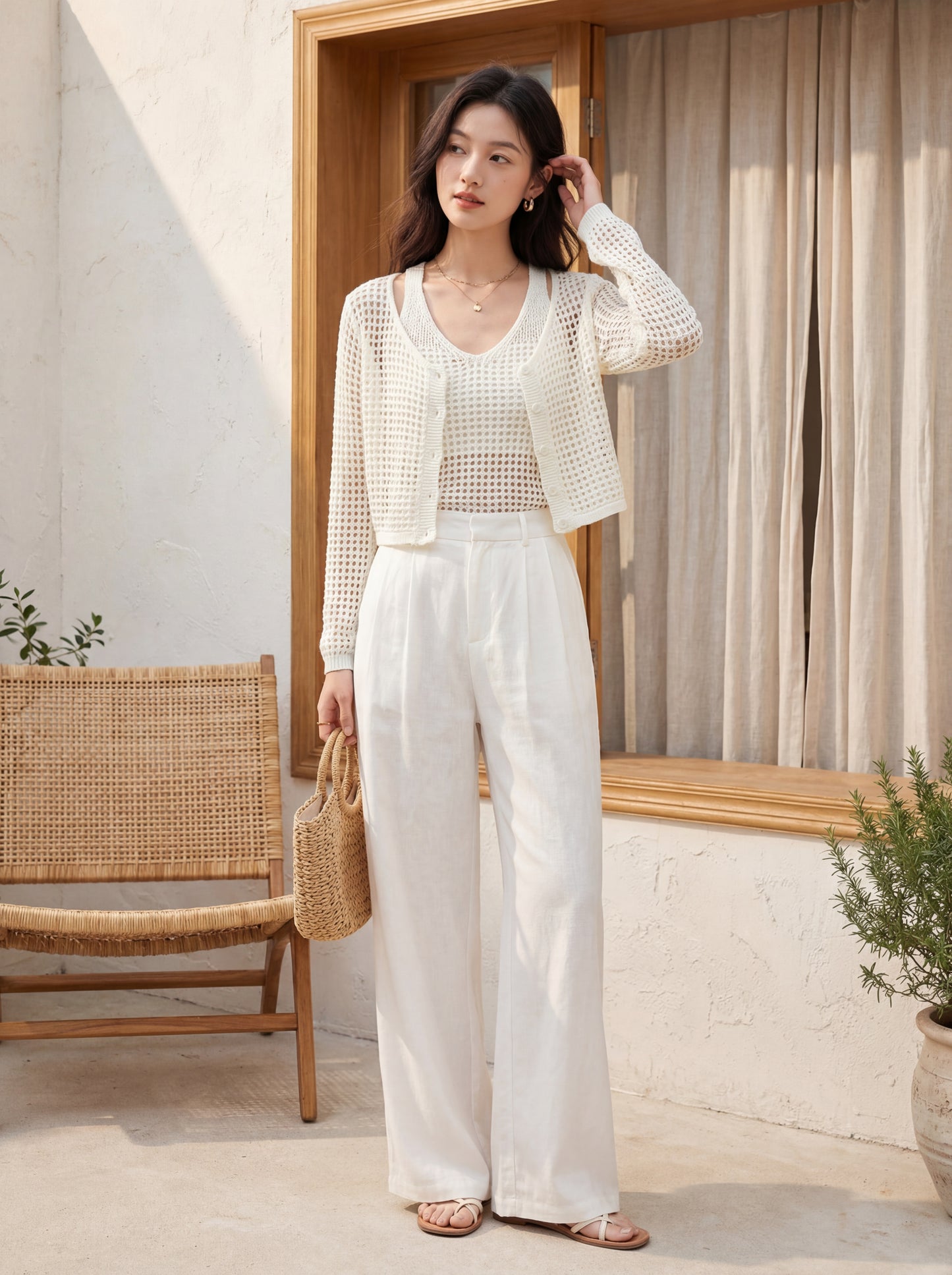 法式鏤空針織兩件套