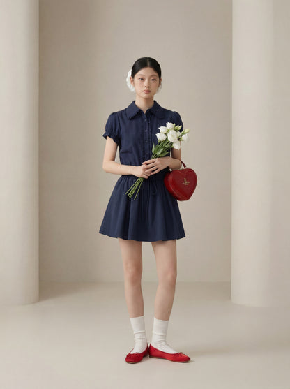 シンプルエレガント半袖ワンピース