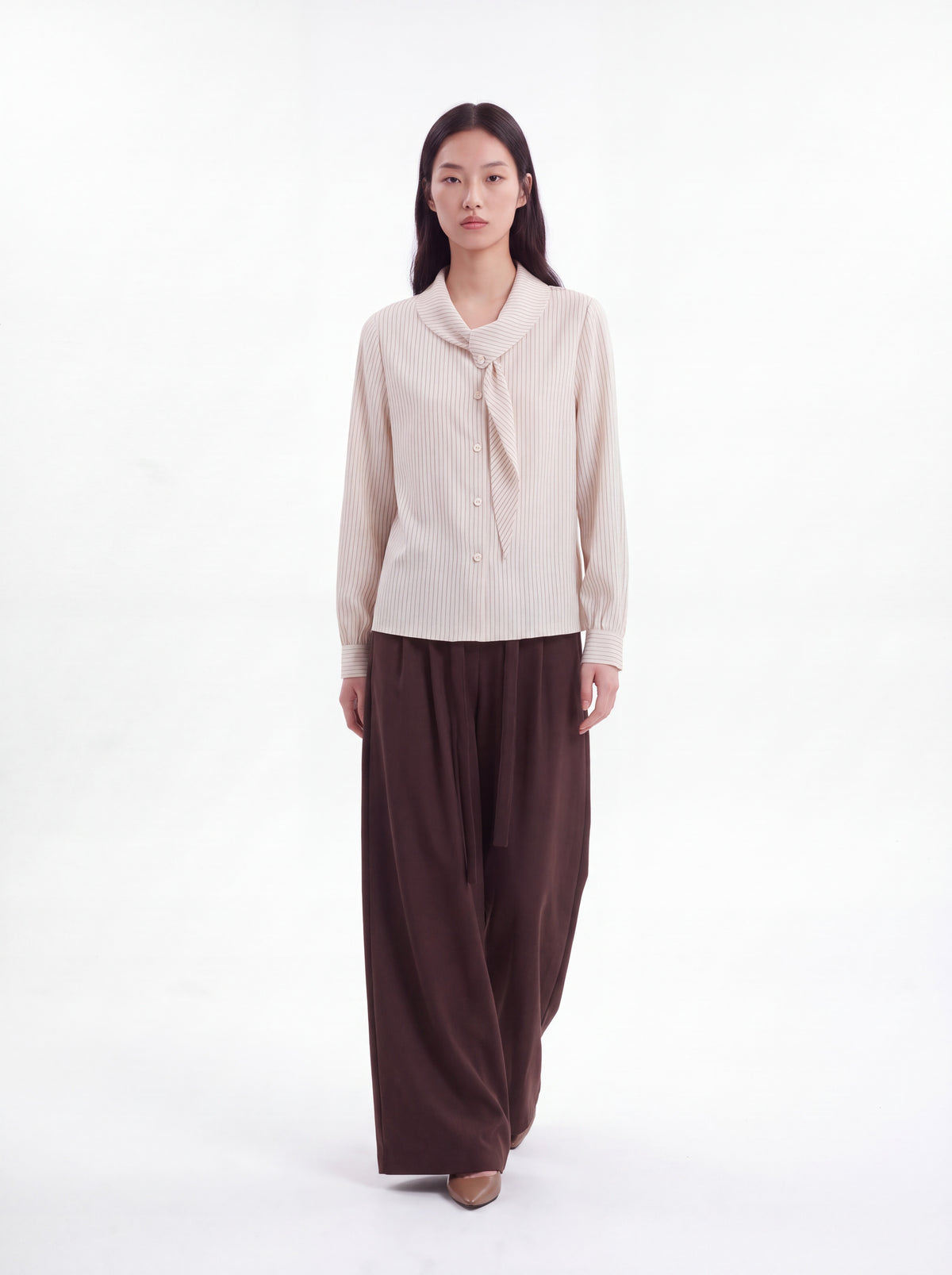 French Design Elegant Vertical Striped Shirt