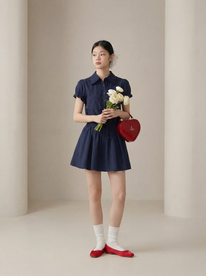 シンプルエレガント半袖ワンピース