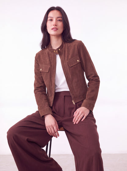 Suede Cargo Motorcycle Jacket