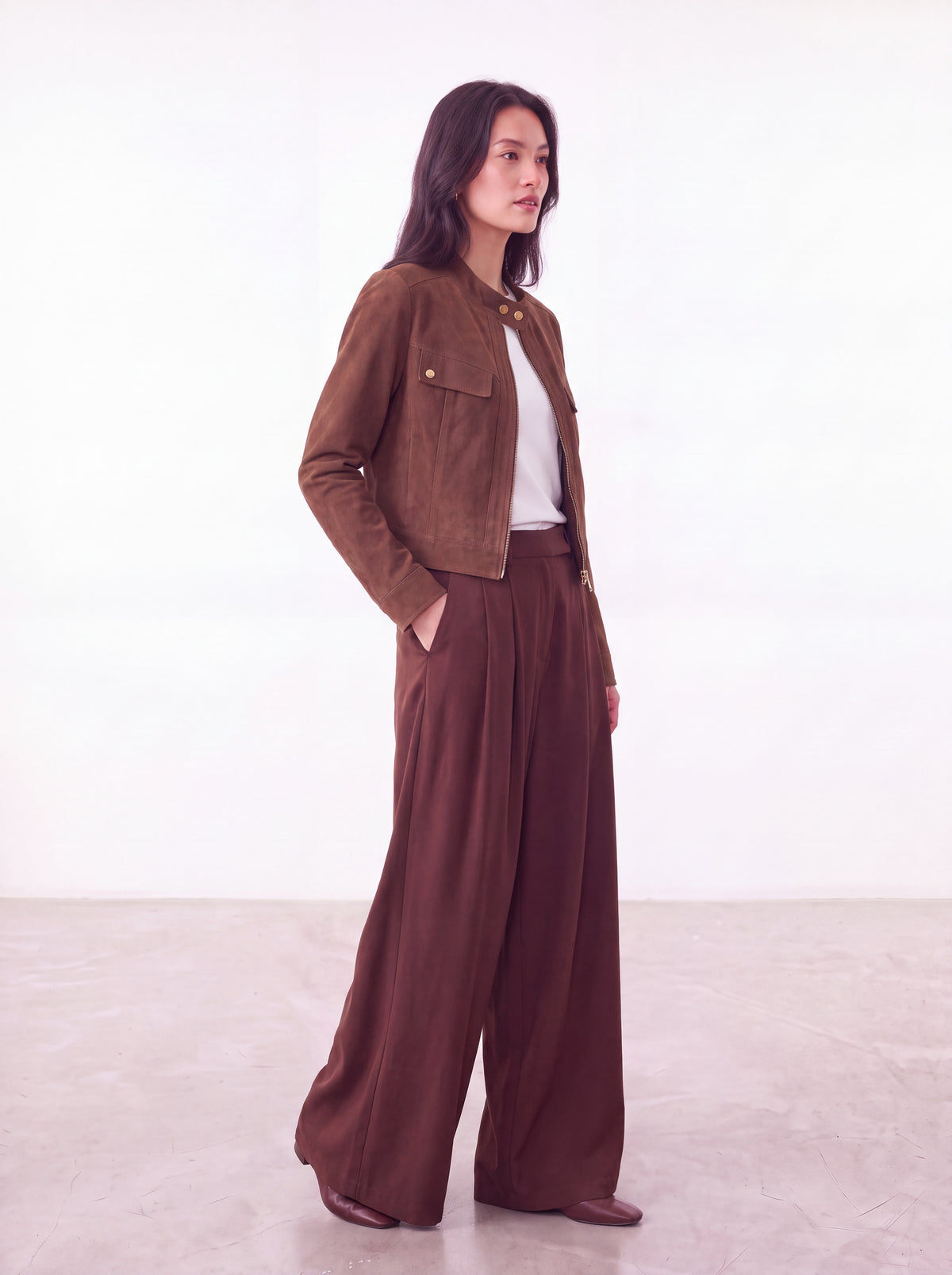 Suede Cargo Motorcycle Jacket