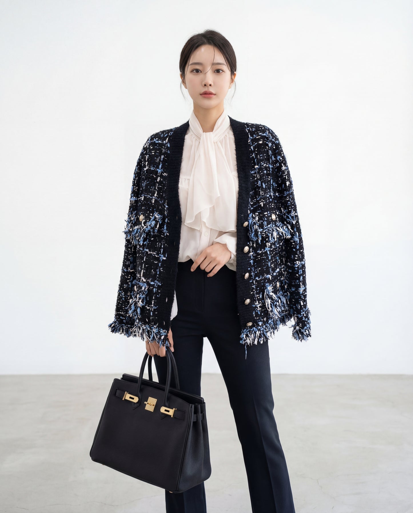 ビンテージVネックミックスカラーカーディガン