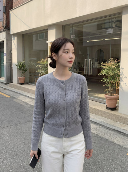 韓系慵懶風麻花毛衣針織開衫