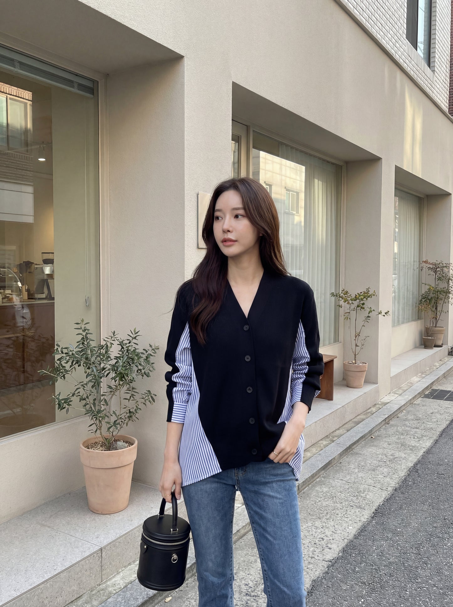 Striped Patchwork Knit Cardigan