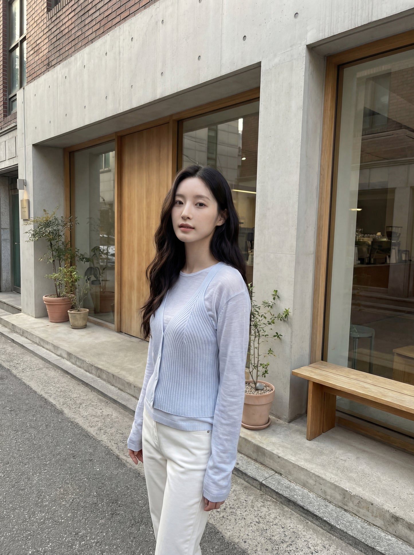 疊穿小衫+吊帶針織馬甲套裝