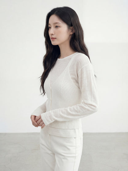 疊穿小衫+吊帶針織馬甲套裝