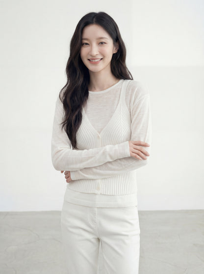 疊穿小衫+吊帶針織馬甲套裝