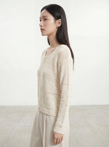 V領休閒鏤空短款上衣