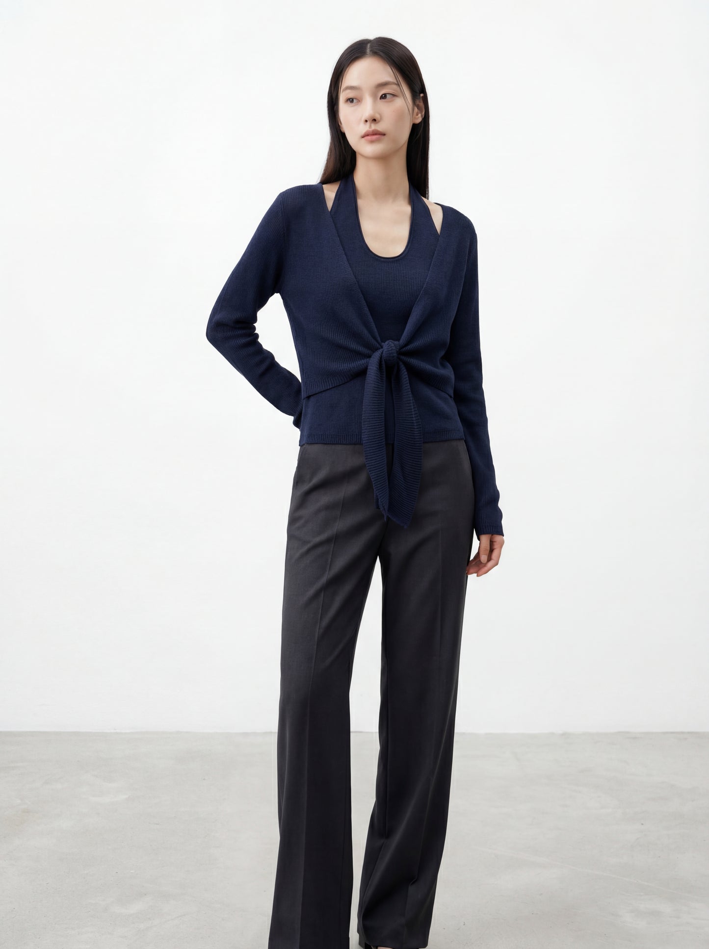 Halter Neck Layered Knit Top