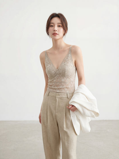 法式連pad蕾絲吊帶