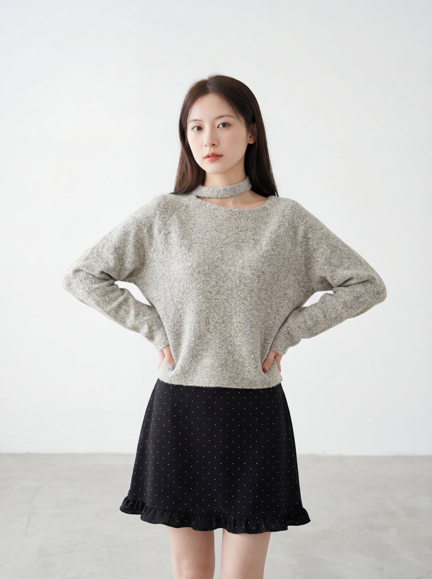 氣質斜領掛脖韓系上衣